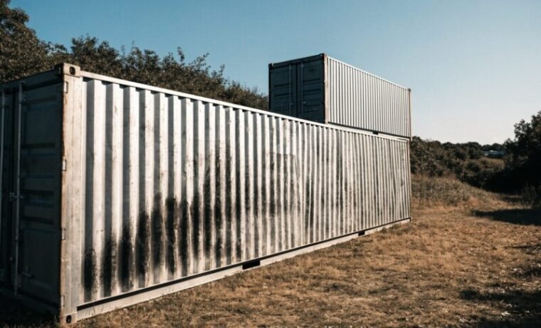 Contêineres disponíveis para aluguel na lbcontainer.com.br em canteiro de obras